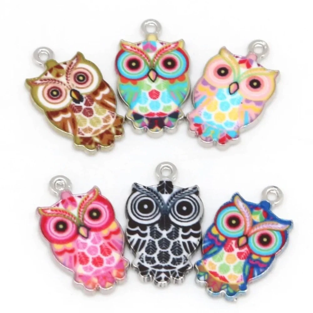 ❤️ 5 for $15 Bright Owl Pendant Zinc Alloy Enamel - Picture 6 of 8